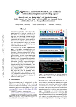 AppWorld: A Controllable World of Apps and People for Benchmarking
  Interactive Coding Agents