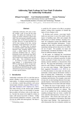 Addressing Topic Leakage in Cross-Topic Evaluation for Authorship
  Verification