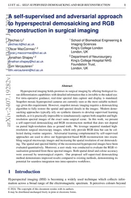 A self-supervised and adversarial approach to hyperspectral demosaicking
  and RGB reconstruction in surgical imaging