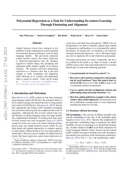 Polynomial Regression as a Task for Understanding In-context Learning
  Through Finetuning and Alignment