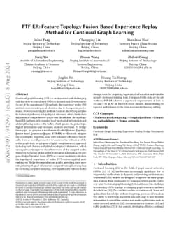 FTF-ER: Feature-Topology Fusion-Based Experience Replay Method for
  Continual Graph Learning