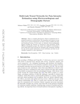Multi-task Neural Networks for Pain Intensity Estimation using
  Electrocardiogram and Demographic Factors