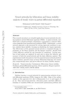 Neural networks for bifurcation and linear stability analysis of steady
  states in partial differential equations