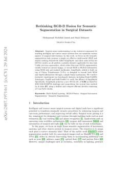 Rethinking RGB-D Fusion for Semantic Segmentation in Surgical Datasets