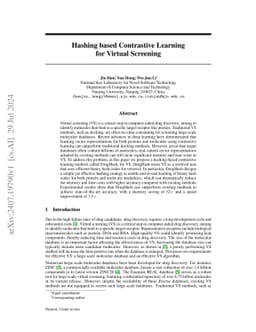 Hashing based Contrastive Learning for Virtual Screening