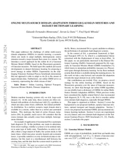 Online Multi-Source Domain Adaptation through Gaussian Mixtures and
  Dataset Dictionary Learning