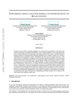 Exploring Large Language Models to generate Easy to Read content