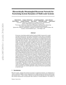 Hierarchically Disentangled Recurrent Network for Factorizing System Dynamics of Multi-scale Systems: An application on Hydrological Systems