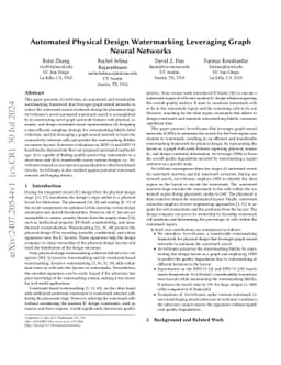 Automated Physical Design Watermarking Leveraging Graph Neural Networks