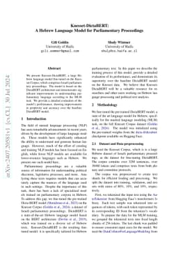 Knesset-DictaBERT: A Hebrew Language Model for Parliamentary Proceedings