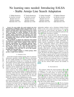 No learning rates needed: Introducing SALSA -- Stable Armijo Line Search
  Adaptation