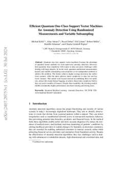 Efficient Quantum One-Class Support Vector Machines for Anomaly
  Detection Using Randomized Measurements and Variable Subsampling