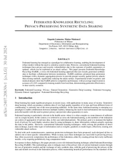 Federated Knowledge Recycling: Privacy-Preserving Synthetic Data Sharing
