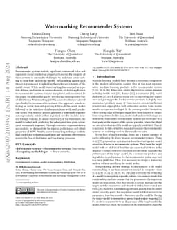 Watermarking Recommender Systems