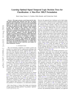 Learning Optimal Signal Temporal Logic Decision Trees for
  Classification: A Max-Flow MILP Formulation