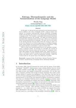 Entropy, Thermodynamics and the Geometrization of the Language Model