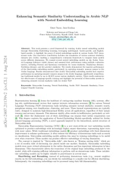 Enhancing Semantic Similarity Understanding in Arabic NLP with Nested
  Embedding Learning