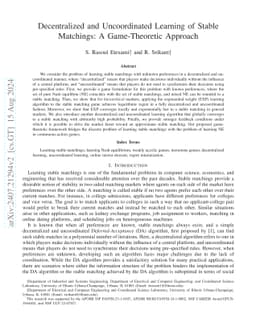 Decentralized and Uncoordinated Learning of Stable Matchings: A
  Game-Theoretic Approach