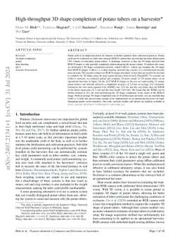 High-throughput 3D shape completion of potato tubers on a harvester