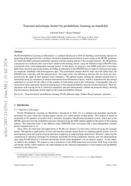 Transient anisotropic kernel for probabilistic learning on manifolds