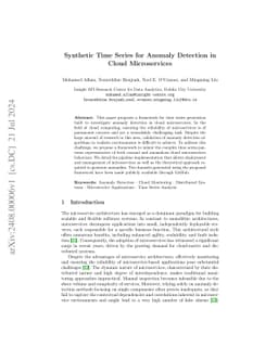 Synthetic Time Series for Anomaly Detection in Cloud Microservices
