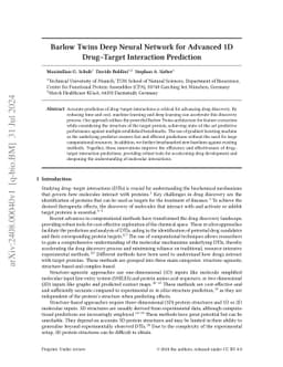 Barlow Twins Deep Neural Network for Advanced 1D Drug-Target Interaction
  Prediction