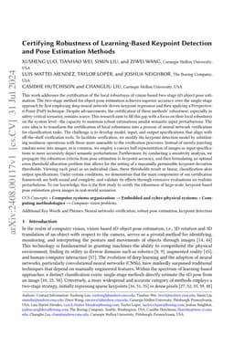 Certifying Robustness of Learning-Based Keypoint Detection and Pose
  Estimation Methods