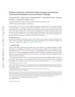 Resilience and Security of Deep Neural Networks Against Intentional and
  Unintentional Perturbations: Survey and Research Challenges