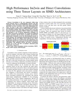 High Performance Im2win and Direct Convolutions using Three Tensor
  Layouts on SIMD Architectures