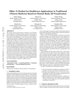 HBot: A Chatbot for Healthcare Applications in Traditional Chinese
  Medicine Based on Human Body 3D Visualization