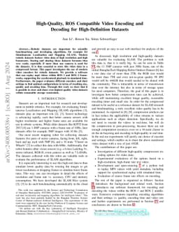 High-Quality, ROS Compatible Video Encoding and Decoding for
  High-Definition Datasets