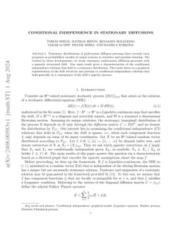 Conditional Independence in Stationary Diffusions