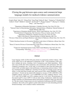 Closing the gap between open-source and commercial large language models
  for medical evidence summarization