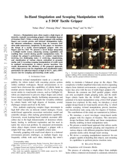 In-Hand Singulation and Scooping Manipulation with a 5 DOF Tactile
  Gripper