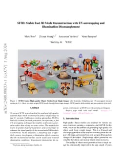 SF3D: Stable Fast 3D Mesh Reconstruction with UV-unwrapping and
  Illumination Disentanglement