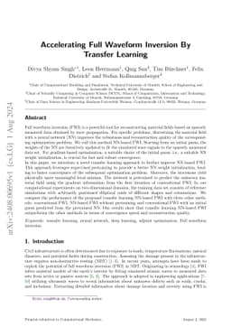 Accelerating Full Waveform Inversion By Transfer Learning