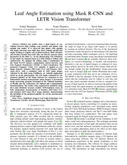 Leaf Angle Estimation using Mask R-CNN and LETR Vision Transformer