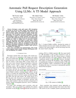 Automatic Pull Request Description Generation Using LLMs: A T5 Model
  Approach