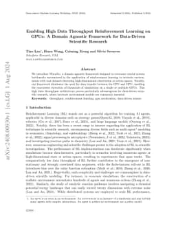 Enabling High Data Throughput Reinforcement Learning on GPUs: A Domain
  Agnostic Framework for Data-Driven Scientific Research
