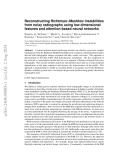 Reconstructing Richtmyer-Meshkov instabilities from noisy radiographs
  using low dimensional features and attention-based neural networks