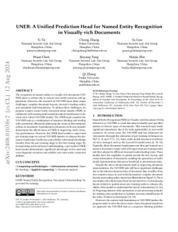 UNER: A Unified Prediction Head for Named Entity Recognition in
  Visually-rich Documents