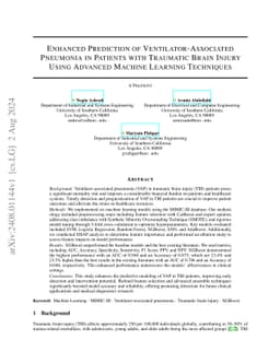 Enhanced Prediction of Ventilator-Associated Pneumonia in Patients with
  Traumatic Brain Injury Using Advanced Machine Learning Techniques