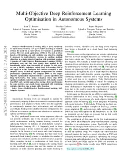 Multi-Objective Deep Reinforcement Learning for Optimisation in
  Autonomous Systems