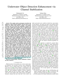 Underwater Object Detection Enhancement via Channel Stabilization