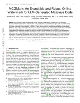 MCGMark: An Encodable and Robust Online Watermark for Tracing LLM-Generated Malicious Code