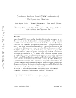 Non-linear Analysis Based ECG Classification of Cardiovascular Disorders
