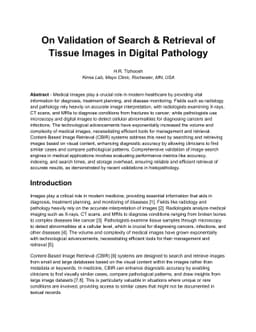 On Validation of Search & Retrieval of Tissue Images in Digital
  Pathology