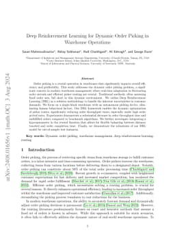 Deep Reinforcement Learning for Dynamic Order Picking in Warehouse Operations