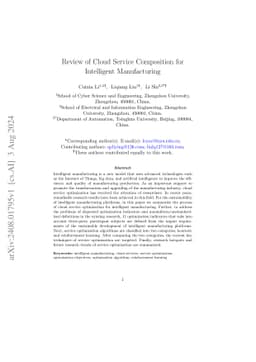 Review of Cloud Service Composition for Intelligent Manufacturing