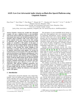 ALIF: Low-Cost Adversarial Audio Attacks on Black-Box Speech Platforms
  using Linguistic Features